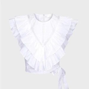 7 for all mankind White Ruffled Tie Hem top XS
